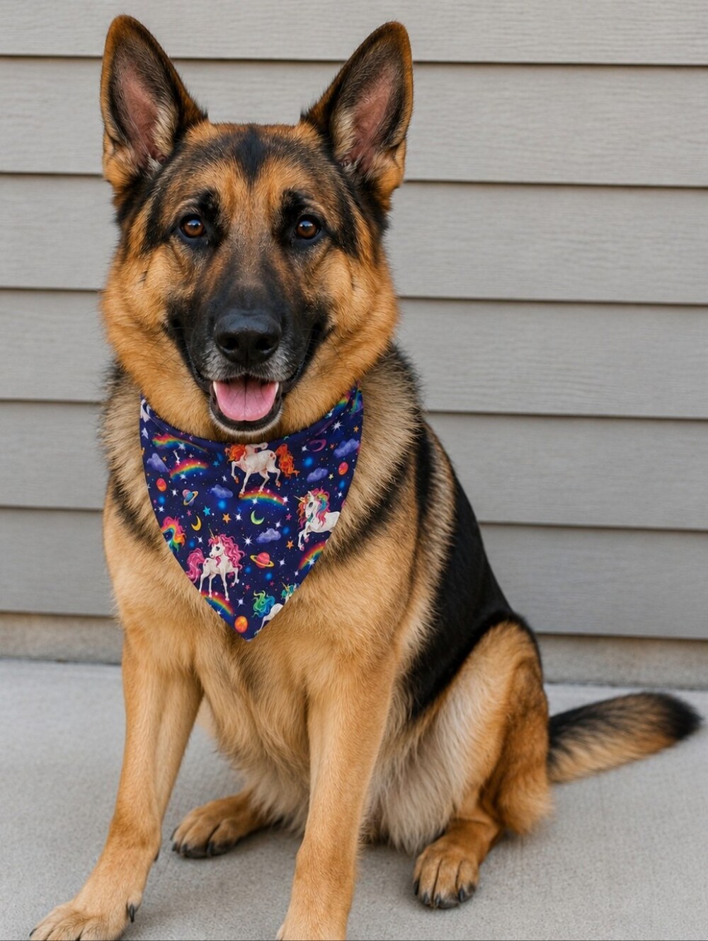 Unbranded Purple Unicorn Print Dog Bandana - Stellar Rainbow Design